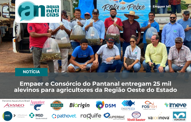 Capa Empaer e Consórcio do Pantanal entregam 25 mil alevinos para agricultores da Região Oeste do Estado